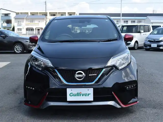日産 ノート e－パワー ニスモ 福岡県 2019(令1)年 3.1万km スーパーブラック インテリジェントエマージェンシーブレーキ/純正ナビ(MM318D-W)/フルセグTV/アラウンドビューモニター/デジタルインナーミラー/ドライブレコーダー前/LEDヘッドライト/フォグランプ/ステアリングスイッチ/純正16インチアルミホイール/コーナーセンサー/バックセンサー/ETC/純正ドアバイザー/純正フロアマット