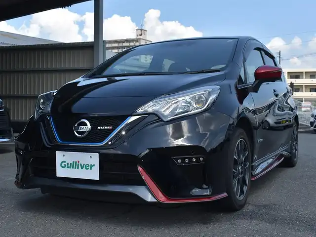 日産 ノート e－パワー ニスモ 福岡県 2019(令1)年 3.1万km スーパーブラック インテリジェントエマージェンシーブレーキ/純正ナビ(MM318D-W)/フルセグTV/アラウンドビューモニター/デジタルインナーミラー/ドライブレコーダー前/LEDヘッドライト/フォグランプ/ステアリングスイッチ/純正16インチアルミホイール/コーナーセンサー/バックセンサー/ETC/純正ドアバイザー/純正フロアマット