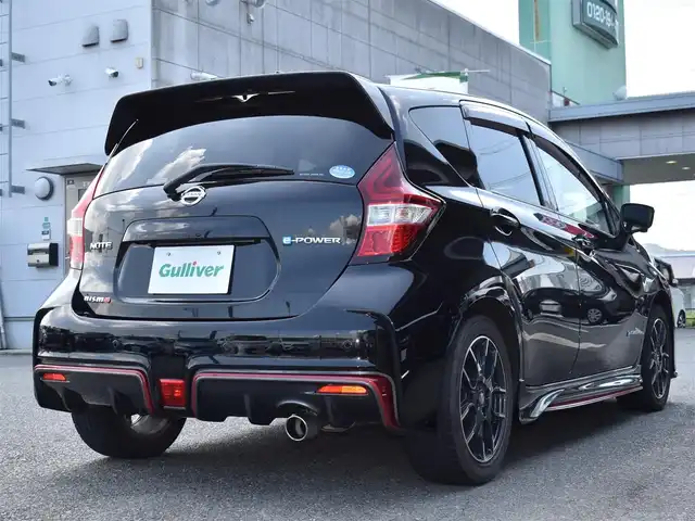 日産 ノート e－パワー ニスモ 福岡県 2019(令1)年 3.1万km スーパーブラック インテリジェントエマージェンシーブレーキ/純正ナビ(MM318D-W)/フルセグTV/アラウンドビューモニター/デジタルインナーミラー/ドライブレコーダー前/LEDヘッドライト/フォグランプ/ステアリングスイッチ/純正16インチアルミホイール/コーナーセンサー/バックセンサー/ETC/純正ドアバイザー/純正フロアマット