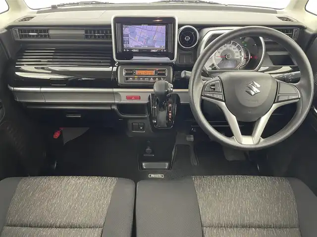 スズキ スペーシア カスタム HYBRID GS 富山県 2018(平30)年 2.4万km ピュアホワイトP 社外ナビ（AM/FM/CD/ワンセグ）/片側パワースライドドア/D席シートヒーター/横滑り防止装置/アイドリングストップ/オートLEDライト/フォグライト/純正アルミホイール/純正フロアマット/電動格納ミラー/スマートキー/スペアキー