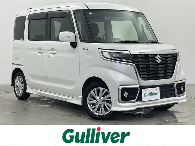 スズキ スペーシア カスタム HYBRID GS 富山県 2018(平30)年 2.4万km ピュアホワイトP 社外ナビ（AM/FM/CD/ワンセグ）/片側パワースライドドア/D席シートヒーター/横滑り防止装置/アイドリングストップ/オートLEDライト/フォグライト/純正アルミホイール/純正フロアマット/電動格納ミラー/スマートキー/スペアキー