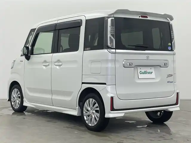 スズキ スペーシア カスタム HYBRID GS 富山県 2018(平30)年 2.4万km ピュアホワイトP 社外ナビ（AM/FM/CD/ワンセグ）/片側パワースライドドア/D席シートヒーター/横滑り防止装置/アイドリングストップ/オートLEDライト/フォグライト/純正アルミホイール/純正フロアマット/電動格納ミラー/スマートキー/スペアキー