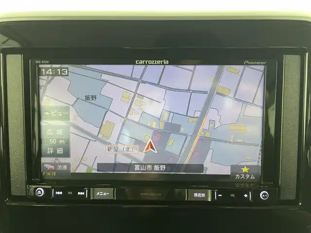 スズキ スペーシア カスタム HYBRID GS 富山県 2018(平30)年 2.4万km ピュアホワイトP 社外ナビ（AM/FM/CD/ワンセグ）/片側パワースライドドア/D席シートヒーター/横滑り防止装置/アイドリングストップ/オートLEDライト/フォグライト/純正アルミホイール/純正フロアマット/電動格納ミラー/スマートキー/スペアキー