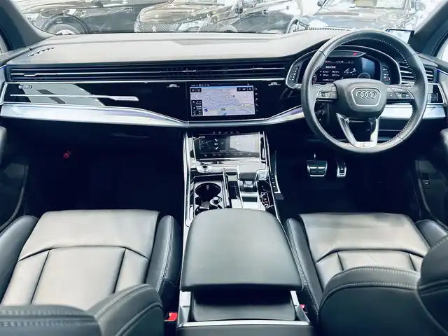 アウディ Ｑ７ 45 Sラインリミテッド 大阪府 2020(令2)年 2.1万km 黒 プレミアムP/７シーターP/１オーナー/HUD/バーチャルコックピット/黒革/パワーシート/シートヒーター/Dシートメモリ/純正ナビ/TV/360度カメラ/applecarplay/純正21インチAW/電動リアゲート/電動格納サードシート/ACC/サイドアシスト/ETC/ドラレコ/レーダー探知機