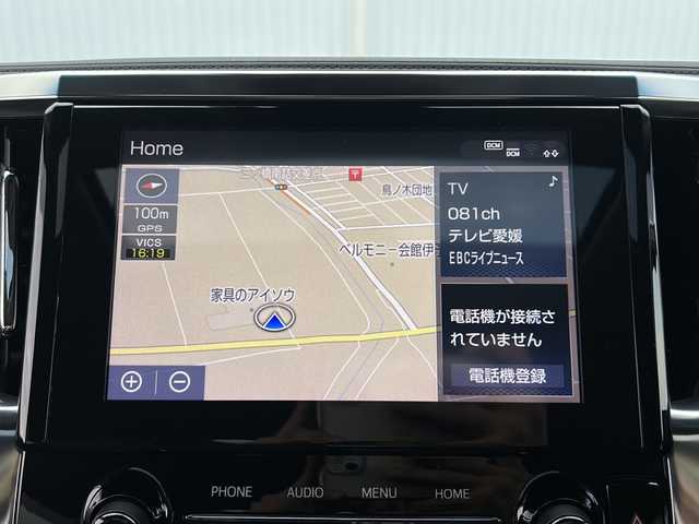 トヨタ アルファード SC 愛媛県 2020(令2)年 4万km ブラック フリップダウンモニター/サンルーフ/純正ディスプレイオーディオ/エアロ（TRD)/両側パワースライドドア/ブラインドスポットモニター/オートマチックハイビーム/ビルトインETC/エアシート/シートヒーター/フルセグTV/衝突軽減システム/レーンキープアシスト/クルーズコントロール追従あり/コーナーセンサー前後/USB/スマートキー/横滑り防止装置