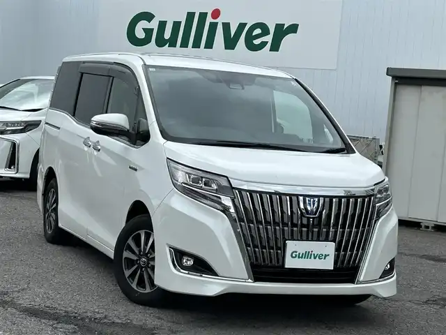 トヨタ エスクァイア ハイブリッド Gi 福島県 2018(平30)年 5.9万km ホワイトパールクリスタルシャイン ワンオーナー/純正ＳＤナビ/・ＣＤ/・ＤＶＤ/・フルセグＴＶ/・ＳＤ/・Ｂｌｕｅｔｏｏｔｈ/後席モニター/バックカメラ/両側パワースライドドア/純正エンジンスターター/クルーズコントロール/トヨタセーフティセンス/・プリクラッシュセーフティシステム/・レーンディパーチャーアラート/・オートマチックハイビーム/・先行車発進告知機能/ビルトインＥＴＣ/D席＋N席シートヒーター/ｎａｎｏｅエアコン/スペアキーあり/保証書/取扱説明書