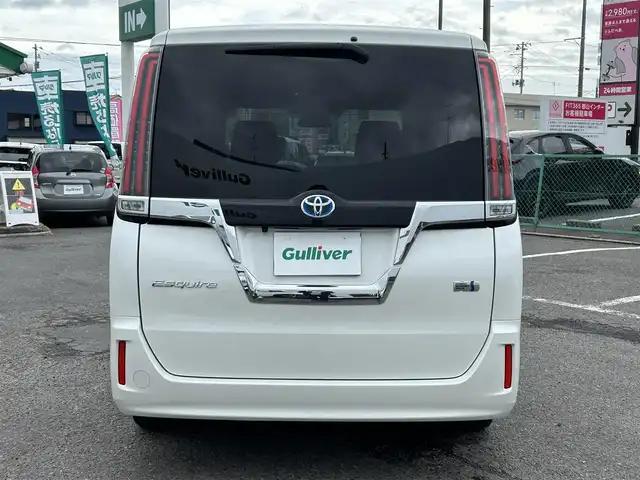 トヨタ エスクァイア ハイブリッド Gi 福島県 2018(平30)年 5.9万km ホワイトパールクリスタルシャイン ワンオーナー/純正ＳＤナビ/・ＣＤ/・ＤＶＤ/・フルセグＴＶ/・ＳＤ/・Ｂｌｕｅｔｏｏｔｈ/後席モニター/バックカメラ/両側パワースライドドア/純正エンジンスターター/クルーズコントロール/トヨタセーフティセンス/・プリクラッシュセーフティシステム/・レーンディパーチャーアラート/・オートマチックハイビーム/・先行車発進告知機能/ビルトインＥＴＣ/D席＋N席シートヒーター/ｎａｎｏｅエアコン/スペアキーあり/保証書/取扱説明書