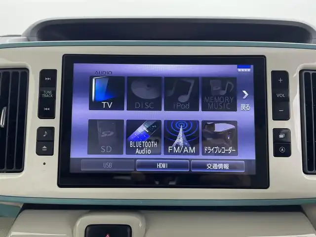 ダイハツ ムーヴ キャンバス X メイクアップ リミテッド SAⅢ 埼玉県 2018(平30)年 5.2万km パールホワイトⅢ/ファインミントメタリック 2トーン 純正８型ナビ　Ｂｌｕｅｔｏｏｔｈ　アラウンドビューモニター　両側パワースライドドア　コーナーセンサー　オートハイビーム　衝突軽減システム　ドライブレコーダー　スマートキー レーンキープアシスト ＥＴＣ