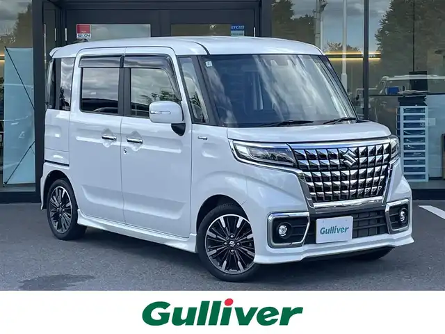 スズキ スペーシア カスタム HYBRID XS 栃木県 2023(令5)年 2.5万km ピュアホワイトP スズキセーフティサポート/社外メモリナビ/フルセグTV/DVD/Bluetooth/バックカメラ/ETC/両側パワースライドドア/コーナーセンサー/ハーフレザーシート/シートヒーター/ステアリングリモコン/レーダークルーズコントロール/ヘッドアップディスプレイ/アイドリングストップ/LEDヘッドライト/オートハイビーム/スマートキー/ロールサンシェード