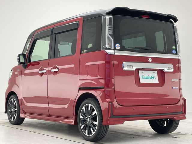 スズキ スペーシア カスタム HYBRID XS ターボ 愛知県 2018(平30)年 4.4万km フェニックスレッドパール/ブルーイッシュブラックパール 純正9型ナビ/全方位カメラ/両側パワースライドドア/クルーズコントロール/シートヒーター/バックカメラ/コーナーセンサー/純正アルミホイール/LEDヘッドライト/パドルシフト/オートマチックハイビーム/ETC/衝突軽減システム/フルセグ/CD DVD/Bluetooth/ステアリングスイッチ/スマートキー/プッシュスタート