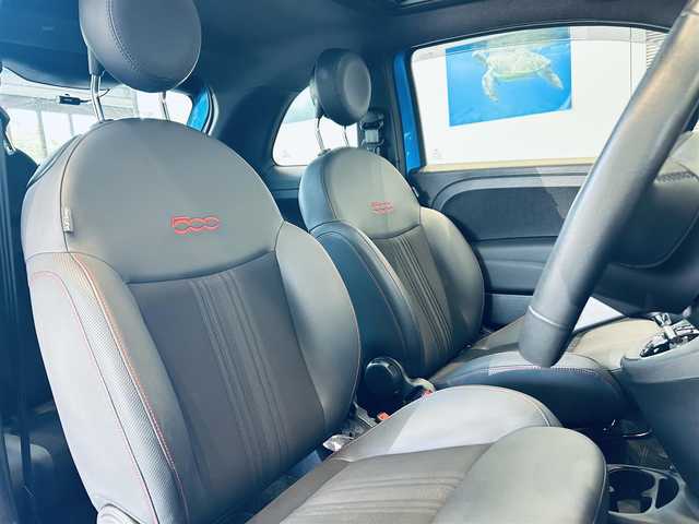 フィアット ５００ スポーツ 大阪府 2022(令4)年 1.6万km 青 150台限定車/ガラスルーフ/ハーフレザー/純正ディスプレイオーディオ/applecarplay/クリアランスソナー/純正16インチAW/HIDヘッドライト/ETC/ドラレコ/USB/Bluetooth/革巻スポーツステアリング/クルコン