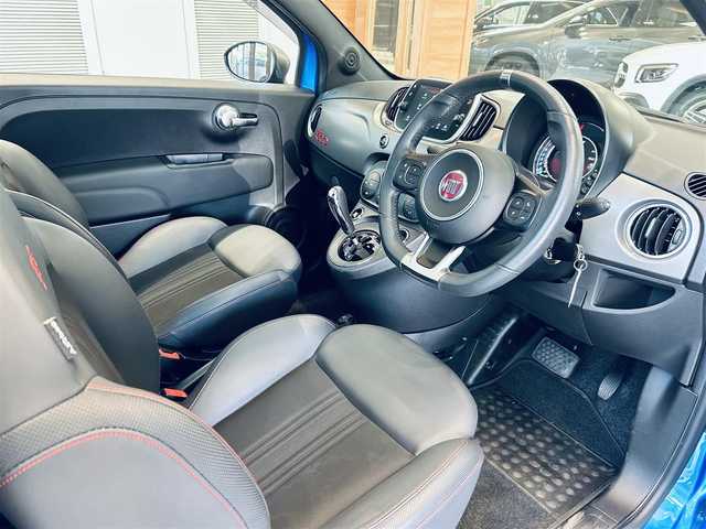 フィアット ５００ スポーツ 大阪府 2022(令4)年 1.6万km 青 150台限定車/ガラスルーフ/ハーフレザー/純正ディスプレイオーディオ/applecarplay/クリアランスソナー/純正16インチAW/HIDヘッドライト/ETC/ドラレコ/USB/Bluetooth/革巻スポーツステアリング/クルコン