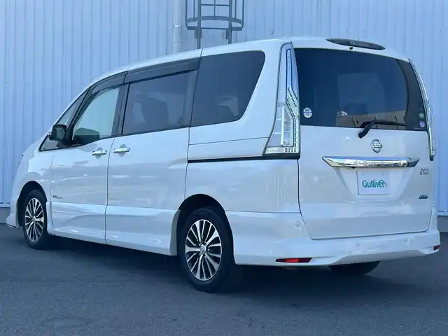 日産 セレナ HWS S HV Vセレ +SeftyⅡ 愛媛県 2016(平28)年 6.5万km ブリリアントホワイトパール 純正SDナビ/ビルトインETC/クルコン/フロントエアロ/スペアキー/LED/オートライト/フリップダウンモニター/コーナーセンサー/純正16インチアルミホイール/アラウンドビューモニター/両側パワースライドドア/レーンキープアシスト/プッシュスタート/衝突被害軽減システム/ABS/横滑り防止装置/純正フロアマット/チップアップシート