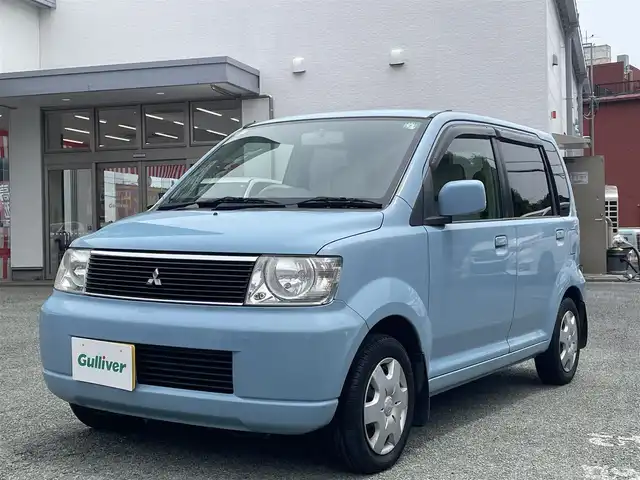 三菱 ｅＫワゴン ブルースタイルエディション 熊本県 2003(平15)年 12.5万km ミディアムブルー 純正カーオーディオ/【CD/MD/FM/AM】/純正フロアマット/革調シートカバー/リモコンキー/ベンチシート/パワーウィンドウ/パワーステアリング/ダブルエアバッグ/ABS/AC/取扱説明書/保証書