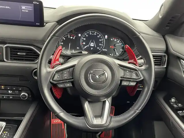 マツダ ＣＸ－５ XD スポーツアピアランス 熊本県 2022(令4)年 4.5万km ソウルレッドクリスタルM 純正ナビ（ＢＴ・フルセグ・ＡＭ・ＦＭ）/全周囲カメラ　/純正前後ドライブレコーダー　/ＥＴＣ　/ヘッドアップディスプレイ/車線逸脱警報/ブラインドスポットモニター/レーダークルーズコントロール/レーンキープアシスト/衝突軽減ブレーキ/標識認識機能/横滑り防止/アイドリングストップ/パワーバックドア　/前席シートヒーター　/前席パワーシート　/ステアリングヒータ　/置くだけ充電/パドルシフト/前後クリアランスソナー/純正フロアマット/純正19インチAW/オートライト/LEDヘッドライト/フォグランプ/スマートキー/プッシュスタート/保証書/取扱説明書
