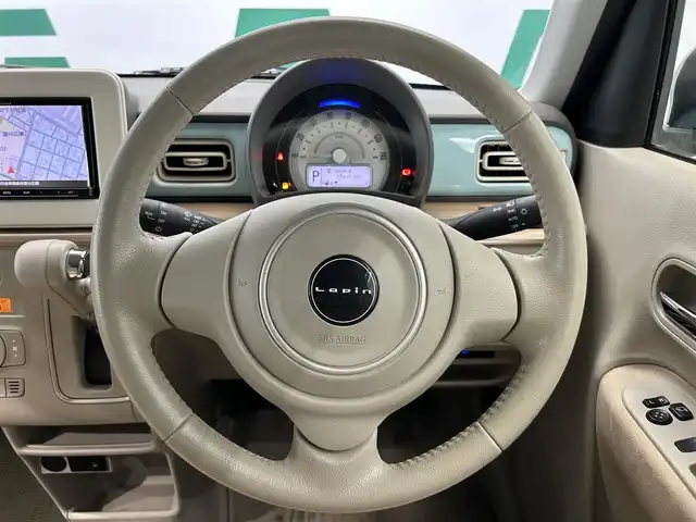 スズキ ラパン X 鹿児島県 2017(平29)年 3.8万km フレンチミントパールメタリック 社外7インチナビ(CN-RA03D)/バックカメラ/フルセグTV/ビルトインETC/アイドリングストップ/運転席シートヒーター/レーダーブレーキサポート/純正フロアマット/純正14インチアルミホイール/ドアバイザー/オートライト/キセノンヘッドライト/プッシュスタート/スマートキー/横滑り防止装置/盗難防止装置