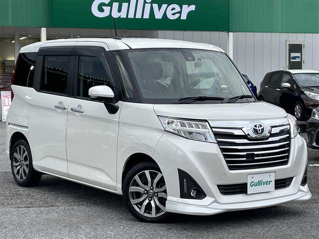 トヨタ ルーミー カスタムG－T 千葉県 2016(平28)年 4.2万km パールホワイトⅢ スマートアシストII/・衝突軽減ブレーキ/・車線逸脱警報/純正SDナビ【NSZT-W66T】/・CD/DVD/MSV/Bluetooth/フルセグTV/パノラミックビューカメラ/両後パワースライドドア/クルーズコントロール/スマートキー/コーナーセンサー/社外ドライブレコーダー/ビルトインETC/アイドリングストップ/ヘッドライトレベライザー/純正15インチアルミホイール/純正LEDヘッドライト/フォグランプ/サイド＆カーテンエアバッグ/新車時保証書＆取扱説明書