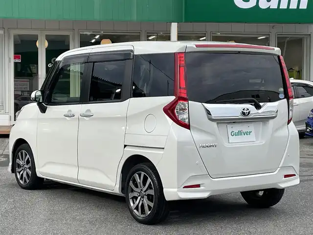トヨタ ルーミー カスタムG－T 千葉県 2016(平28)年 4.2万km パールホワイトⅢ スマートアシストII/・衝突軽減ブレーキ/・車線逸脱警報/純正SDナビ【NSZT-W66T】/・CD/DVD/MSV/Bluetooth/フルセグTV/パノラミックビューカメラ/両後パワースライドドア/クルーズコントロール/スマートキー/コーナーセンサー/社外ドライブレコーダー/ビルトインETC/アイドリングストップ/ヘッドライトレベライザー/純正15インチアルミホイール/純正LEDヘッドライト/フォグランプ/サイド＆カーテンエアバッグ/新車時保証書＆取扱説明書