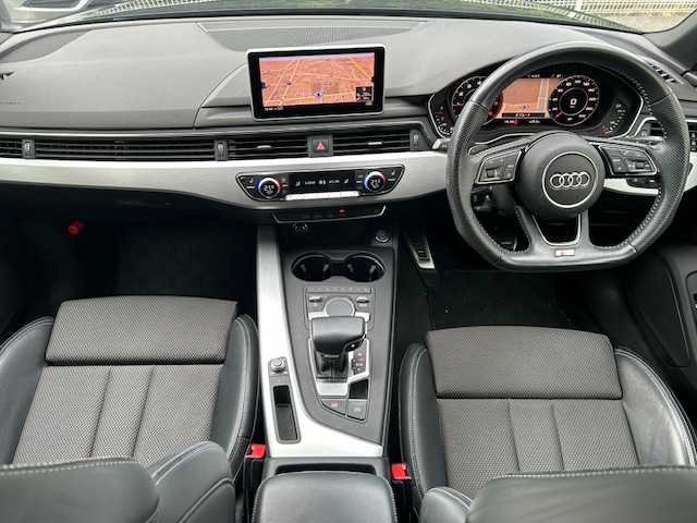 アウディ Ａ４ 35TFSIスポーツ 静岡県 2019(令1)年 3.8万km 黒 Sラインパッケージ/純正ナビ/フルセグTV/DVD/CD/SD/MSV/BT/全方位カメラ/ハーフレザーシート/前席パワーシート/前席シートヒーター /パワーバックドア/バーチャルコックピット/衝突軽減ブレーキ/レーンキープアシスト/ブラインドスポットモニター/クリアランスソナー/レーダークルーズコントロール/ビルトインETC2.0/LEDヘッドライト/純正18インチAW/スマートキー×2/保証書/取扱説明書/R4/R6点検記録簿有