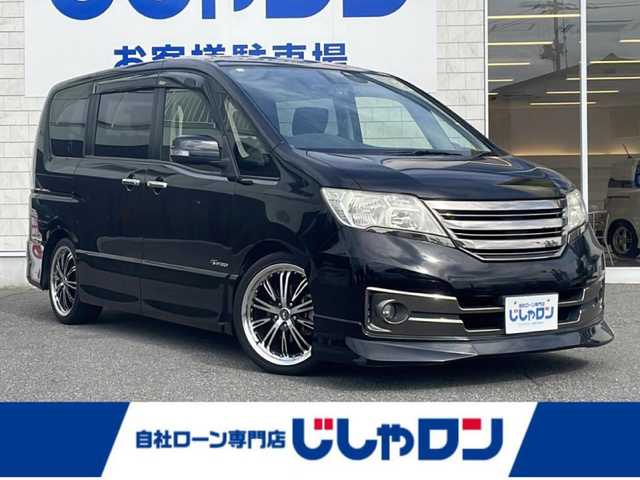 日産 セレナ ライダー Bライン Sハイブリッド 山口県 2012(平24)年 4万km スーパーブラック (株)IDOMが運営する【じしゃロン宇部店】の自社ローン専用車両になります。こちらは現金またはオートローンご利用時の価格です。自社ローンご希望の方は別途その旨お申付け下さい。/純正ナビ（MC311D-W）　/Bluetooth接続　/フルセグＴＶ/バックモニター　/インテリキー　/Ｐスタート　/社外１６インチアルミホイール　/ローダウン　/両側パワースライドドア　/ＨＩＤヘッドライト　/ドライブレコーダー　/ＥＴＣ　/クルーズコントロール　/ウォークスルー