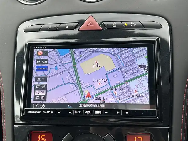プジョー ＲＣＺ カーボンルーフパック 滋賀県 2015(平27)年 4.3万km 赤Ⅱ カーボンルーフ/レザーシート/・前席パワーシート/・前席シートヒーター /社外メモリーナビ/（CD/DVD/地デジ/BT）/バックカメラ/ETC/前後コーナーセンサー/クルーズコントロール/純正HIDヘッドライト/純正19インチAW/キーレス