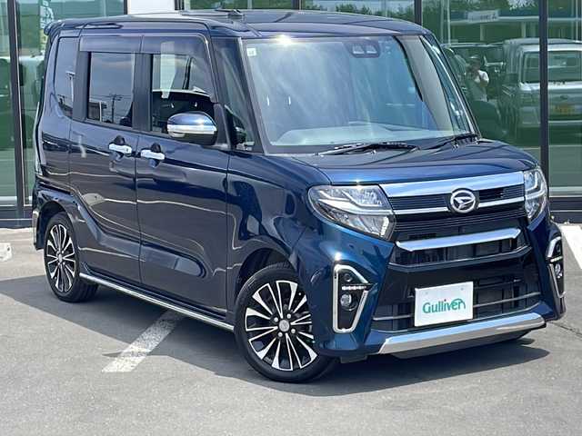 ダイハツ タント カスタム RS 道東・釧路十勝 2019(令1)年 6.6万km レーザーブルークリスタルシャイン ・4WD/・純正SDナビ/(フルセグ・BT・CD・DVD・FM・AM)/・全方位カメラ/バックカメラ/・純正フリップダウンモニター/・レーダークルーズコントロール/・両側パワースライドドア/・純正エンジンスターター/・純正前方ドライブレコーダー/・衝突軽減システム/・車線逸脱警報/・レーンキープアシスト/・LEDヘッドライト/・フォグライト/・オートライト/・オートマチックハイビーム/・ロングスライドスイッチ/・革巻きステアリング/・ステアリングスイッチ/・横滑り防止/・アイドリングストップ/・電格ウィンカーミラー/・ドアバイザー/・スマートキー/・プッシュスタート/・純正AW付冬タイヤ　積込