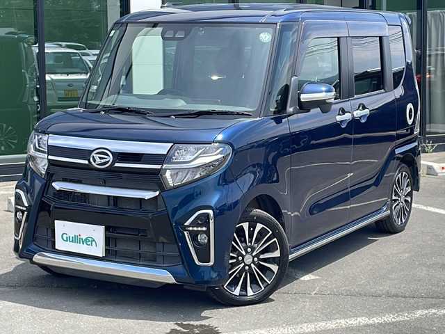 ダイハツ タント カスタム RS 道東・釧路十勝 2019(令1)年 6.6万km レーザーブルークリスタルシャイン ・4WD/・純正SDナビ/(フルセグ・BT・CD・DVD・FM・AM)/・全方位カメラ/バックカメラ/・純正フリップダウンモニター/・レーダークルーズコントロール/・両側パワースライドドア/・純正エンジンスターター/・純正前方ドライブレコーダー/・衝突軽減システム/・車線逸脱警報/・レーンキープアシスト/・LEDヘッドライト/・フォグライト/・オートライト/・オートマチックハイビーム/・ロングスライドスイッチ/・革巻きステアリング/・ステアリングスイッチ/・横滑り防止/・アイドリングストップ/・電格ウィンカーミラー/・ドアバイザー/・スマートキー/・プッシュスタート/・純正AW付冬タイヤ　積込