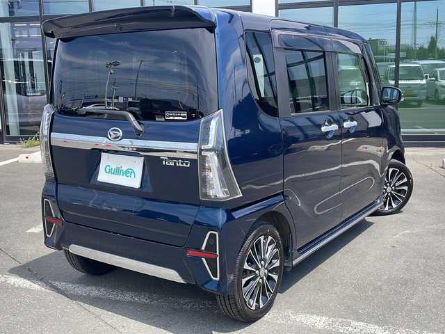 ダイハツ タント カスタム RS 道東・釧路十勝 2019(令1)年 6.6万km レーザーブルークリスタルシャイン ・4WD/・純正SDナビ/(フルセグ・BT・CD・DVD・FM・AM)/・全方位カメラ/バックカメラ/・純正フリップダウンモニター/・レーダークルーズコントロール/・両側パワースライドドア/・純正エンジンスターター/・純正前方ドライブレコーダー/・衝突軽減システム/・車線逸脱警報/・レーンキープアシスト/・LEDヘッドライト/・フォグライト/・オートライト/・オートマチックハイビーム/・ロングスライドスイッチ/・革巻きステアリング/・ステアリングスイッチ/・横滑り防止/・アイドリングストップ/・電格ウィンカーミラー/・ドアバイザー/・スマートキー/・プッシュスタート/・純正AW付冬タイヤ　積込