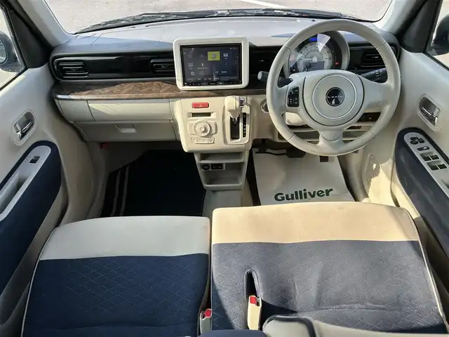 スズキ ラパン モード 岡山県 2020(令2)年 7.7万km ノクターンブルーパール/ホワイト 2トーンルーフ 登録時走行距離76379km/純正8インチナビ/フルセグTV(AM.FM.CD.DVD.TV.BT)/全方位カメラ/ETC/ドライブレコーダー/シートヒーター/クリアランスソナー/衝突軽減ブレーキ/レーンキープアシスト/オートライト/アイドリングストップ/純正フロアマット