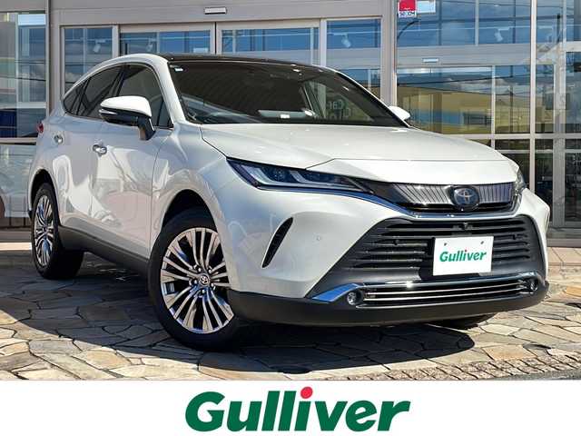 トヨタ ハリアー 静岡県 2020(令2)年 4.5万km ホワイトパールクリスタルシャイン 純正ナビ/ラジオ/USB/Bluetooth/AUX/Miracast/フルセグ/主要装備/・全方位カメラ　/・レーダークルーズコントロール　/・ＢＳＭ　/・サンルーフ　/・オートハイビーム　/・ヘッドアップディスプレイ　/・テレスコピック　/・ＥＴＣ２．０　/・デジタルインナーミラー　/・ＳＯＳコール　/・コーナーセンサー/・調光パノラマルーフ/・オートホールド/・JBLスピーカー/・プッシュスタート/・ヒーデッドドアミラー/・衝突軽減システム/・純正フロアマット/・純正LEDライト/・パワーバックドア
