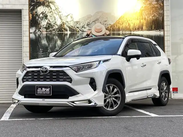 トヨタ ＲＡＶ４ G 長野県 2019(令1)年 8.1万km ホワイトパールクリスタルシャイン 4WD/純正SDナビ/(AM/FM/CD/DVD/SD/Bluetooth)/フルセグTV/バックカメラ/ETC/ステアリングスイッチ/クルーズコントロール/D席パワーシート/革シート/シートヒーター/・トヨタセーフティセンス/プリクラッシュセーフティ/ブラインドスポットモニター/レーンディパーチャーアラート/オートマチックハイビーム/デジタルインナーミラー/パワーバックドア/クリアランスソナー/パノラマムーンルーフ/モデリスタエアロ/純正AWサマータイヤ。