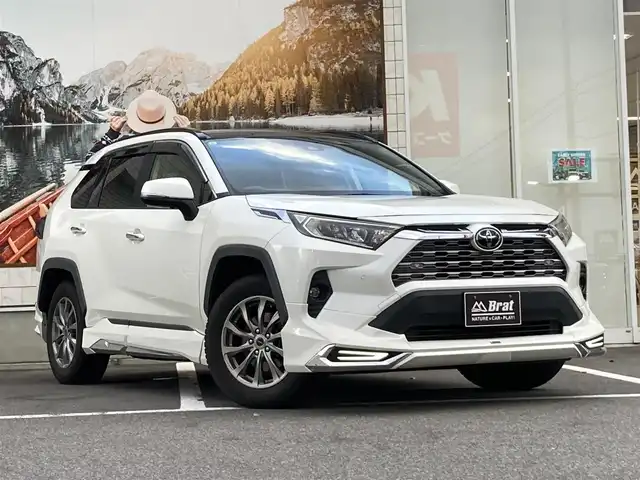 トヨタ ＲＡＶ４ G 長野県 2019(令1)年 8.1万km ホワイトパールクリスタルシャイン 4WD/純正SDナビ/(AM/FM/CD/DVD/SD/Bluetooth)/フルセグTV/バックカメラ/ETC/ステアリングスイッチ/クルーズコントロール/D席パワーシート/革シート/シートヒーター/・トヨタセーフティセンス/プリクラッシュセーフティ/ブラインドスポットモニター/レーンディパーチャーアラート/オートマチックハイビーム/デジタルインナーミラー/パワーバックドア/クリアランスソナー/パノラマムーンルーフ/モデリスタエアロ/純正AWサマータイヤ。