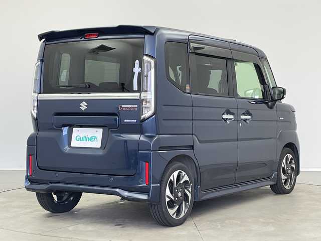 スズキ スペーシア カスタム HYBRID XS 新潟県 2024(令6)年 3.2万km インディゴブルーメタリック ワンオーナー/KENWOODメモリナビ【MDV-D711】/　フルセグTV/Bluetooth/CD/DVD/USB/衝突被害軽減ブレーキ/レーンキープアシスト/レーダークルーズコントロール/ハーフレザーシート/前席シートヒーター/両側パワースライドドア/前後ドライブレコーダー/バックモニター/ビルトインETC/前後コーナーセンサー/オートマチックハイビーム/LEDヘッドライト/オートライト/アイドリングストップ/ステアリングヒーター/レザーステアリング/ステアリングスイッチ