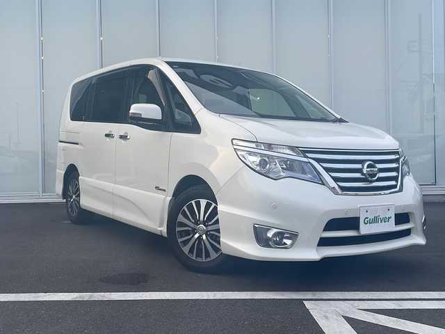 日産 セレナ ハイウェイS S HV Aセーフ 神奈川県 2014(平26)年 6.6万km ブリリアントホワイトパール 純正ＳＤナビＴＶ　CD/DVD/Bluetooth/両側パワースライドドア　/フリップダウンモニター　/アラウンドビューモニター　/前後コーナーセンサー　/クルーズコントロール　/純正ホイール　/純正フロアマット　/シートバックテーブル/衝突被害軽減システム/レーンキープアシスト/ETC
