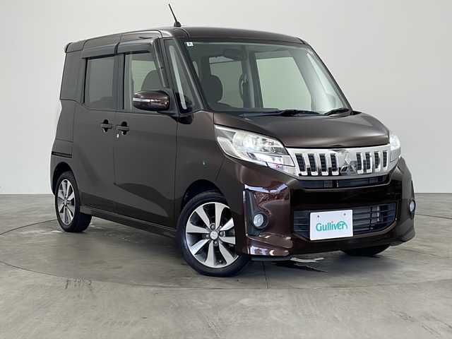 三菱 ｅＫスペース カスタムT 兵庫県 2014(平26)年 3.1万km ショコラブラウンP ・純正ナビCD&DVD&TV&SD&BT/・バックカメラ/・ETC/・両側パワースライドドア/・HIDオートライト/・フォグランプ/・純正15インチアルミホイール/・純正フロアマット/・防眩ミラー/・純正ドアバイザー/・スマートキー/・スペアキー/・プッシュスタート/・W＋サイドエアバック/・取扱説明書/・保証書