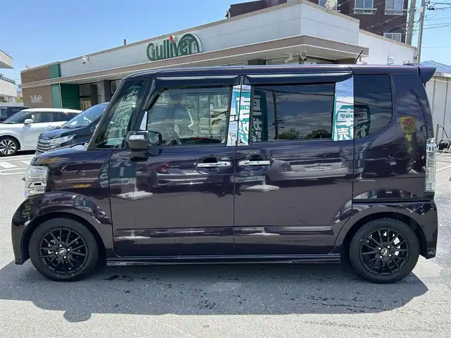 ホンダ Ｎ ＢＯＸ カスタム G ターボ Lパッケージ 長野県 2015(平27)年 5.9万km マジソンブルーパール 社外ナビ（FM/AM、CD、DVD、BT）/フルセグテレビ/バックカメラ/クルーズコントロール追従無/アイドリングストップ/ETC/前方ドライブレコーダー/前席シートヒーター/衝突軽減システム/純正フロアマット/ダブルサイドエアバック/カーテンエアバック/キセノンヘッドライト/オートライト/ABS/スペアキー（１本）/社外１４AW/プッシュスタート/保証書、取扱説明書