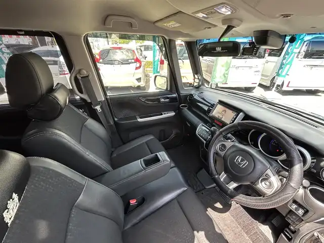 ホンダ Ｎ ＢＯＸ カスタム G ターボ Lパッケージ 長野県 2015(平27)年 5.9万km マジソンブルーパール 社外ナビ（FM/AM、CD、DVD、BT）/フルセグテレビ/バックカメラ/クルーズコントロール追従無/アイドリングストップ/ETC/前方ドライブレコーダー/前席シートヒーター/衝突軽減システム/純正フロアマット/ダブルサイドエアバック/カーテンエアバック/キセノンヘッドライト/オートライト/ABS/スペアキー（１本）/社外１４AW/プッシュスタート/保証書、取扱説明書