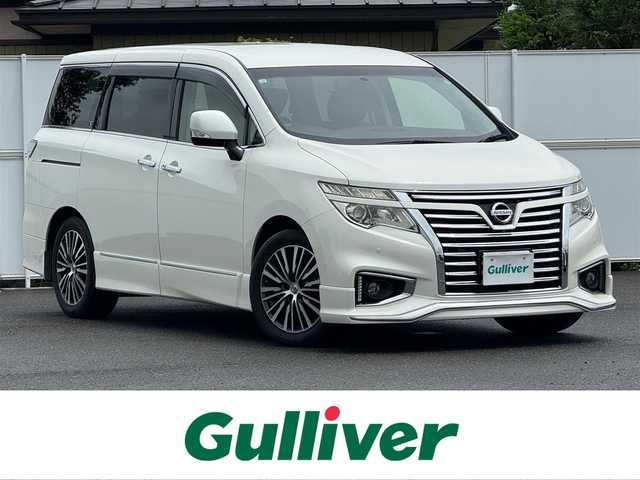 日産 エルグランド 250ハイウェイスター プレミアム 岩手県 2015(平27)年 4.3万km ブリリアントホワイトパール 4WD/純正エアロ/フリップダウンモニター/社外メモリナビ/　　CD/DVD/BT/USB/フルセグTV/アラウンドビューモニター/バックカメラ/両側パワースライドドア/クルーズコントロール/LEDオートライト/フォグランプ/合皮レザーシート/パワーシート/シートヒーター/純正18インチアルミホイール/コーナーセンサー/ステアリングスイッチ/スマートキー/ETC