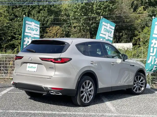 マツダ ＣＸ－６０ 25S エクスクルーシブモード 埼玉県 2023(令5)年 1.5万km プラチナクォーツメタリック 白革シート/シートヒーター＆エアシート/純正12.3型ナビTV/BOSEサウンド/360度カメラ/LEDヘッドライト/クリアランスソナー/パワーバックドア/純正19インチAW/BSM/ワイヤレス充電/プッシュスタート/スマートキー/保証書付整備手帳