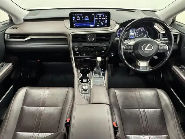 レクサス ＲＸ 450h バージョンL 三重県 2019(令1)年 6万km ソニッククォーツ ハイブリッド/4WD/MTモード付CVT/12.3型ナビ（AM/FM/CD/DVD/SDREC/SD/USB/Bluetooth/Miracast/AUX/TV）/パノラミックビューモニター/モデリスタエアロ（F/S/R下）/ドライブレコーダー 前後（デジタルミラー内蔵型）/ETC2.0/LEXUS Safety System＋/●プリクラッシュセーフティ/●レーンキーピングアシスト/●レーダークルコン（全車速追従機能付）/●オートハイビーム/・ブラインドスポットモニター＆リヤクロストラフィックアラート・オートブレーキ/・ロードサインアシスト/・先行車発進告知機能/・【OP】ITS Connect/装備/・【OP】パノラマルーフ/・【OP】ルーフレール/・デジタルインナーミラー（外品）/・セミアニリン本革シート（茶色）/・パワーシート（D/Nメモリー付10way/2nd）/・シートヒーター（D/N/2nd左右）＆ベンチレーション（D/N）/・ステアリングヒーター/・タッチレスパワーバックドア/・AC100Vコンセント（100W）/・カラーヘッドアップディスプレイ/・左右独立オートエアコン/・オートワイパー/・純正20inAW/・保/取/ナビ取/・スマートキーx2、カードキーx1