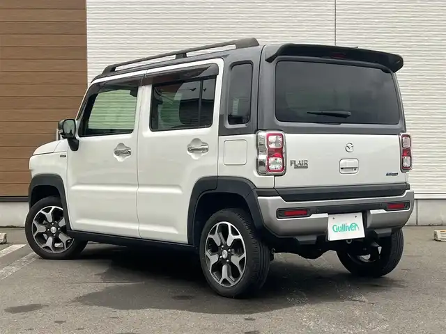 マツダ フレア クロスオーバー ハイブリッドXT スペシャル 秋田県 2021(令3)年 5.4万km パールⅡ ワンオーナー/ターボ/４WD/衝突軽減システム/LEDヘッドライト/純正メモリナビ（DVD/CD/BT/AM/FM/USB）/フルセグ（走行中視聴不可能）/３６０°ビューモニター/マツダ純正１５インチアルミ（夏タイヤ装着）/スマートキー/アイドリングストップ/プッシュスタート/クルーズコントロール追従走行有/オートマチックハイビーム/コーナーセンサー/レーンキープアシスト/ダウンヒルアシストコントロール/ステアリングスイッチ/パドルシフト/前席シートヒーター/ルーフレール/ビルトインETC/純正ドアバイザー/オートライト/オートエアコン/パワーステアリング/パワーウィンドウ/横滑り防止/盗難防止装置/寒冷地仕様/電動格納ウィンカーミラー/保証書/取扱説明書/記録簿/スペアキー×１