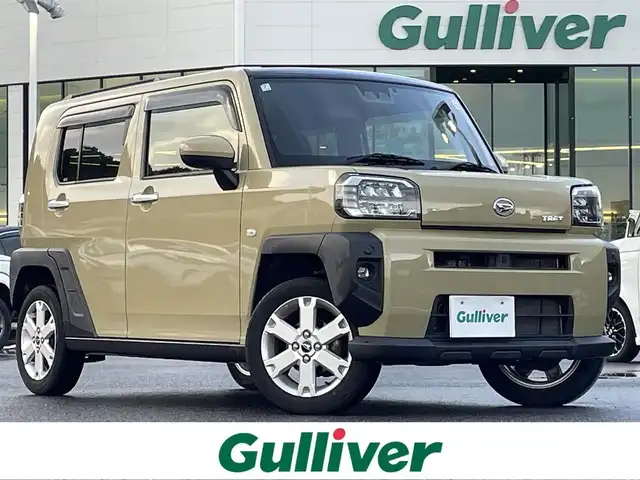 ダイハツ タフト G 島根県 2020(令2)年 4.7万km サンドベージュメタリック 登録時走行距離　46281km/取扱説明書/保証書/社外ナビ（CN-RE06WD)/（Bluetooth/CD/DVD/フルセグテレビ)/バックカメラ/電動パーキング/ガラスルーフ/シートヒーター（DN席）/純正フロアマット/ルーフレール/横滑り防止装置/コーナーセンサー/衝突軽減ブレーキ/ETC/純正アルミ１５インチ