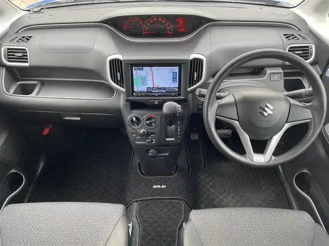 スズキ ソリオ G 滋賀県 2018(平30)年 6.8万km スピーディーブルーM ４WD/片側パワースライドドア/社外8インチナビ【MDV-M805L】/（AM/FM/CD/DVD/フルセグ/Bluetooth/USB/SD）/バックカメラ/前方ドライブレコーダー/ビルトインETC/ブレーキアシスト/ヒルスタート（坂道発進）アシスト/VDC（ビークルダイナミクスコントロール）/ABS（アンチロックブレーキシステム）/盗難防止アラーム/運転席・助手席シートヒーター/電動格納ミラー/オートライト/ハロゲンヘッドライト/マニュアルエアコン/USB端子/プッシュスタート/スマートキー/スペアキー/純正フロアマット/純正ドアバイザー