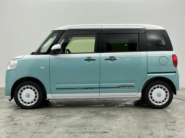 ダイハツ ムーヴ キャンバス ストライプス G 群馬県 2024(令6)年 0.1万km シャイニングホワイトパール/ファインミントメタリック 社外７型ナビ　全方位カメラ　衝突軽減　両側パワスラ　コーナーセンサー　シートヒーター　Ｂｌｕｅｔｏｏｔｈ　フルセグ　ＬＥＤ　オートライト　ステアリングスイッチ　プッシュスタート　スマートキー　禁煙車