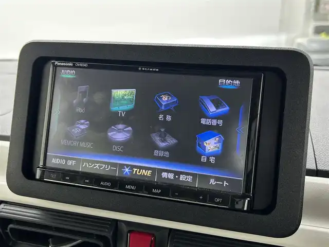 ダイハツ ムーヴ キャンバス ストライプス G 群馬県 2024(令6)年 0.1万km シャイニングホワイトパール/ファインミントメタリック 社外７型ナビ　全方位カメラ　衝突軽減　両側パワスラ　コーナーセンサー　シートヒーター　Ｂｌｕｅｔｏｏｔｈ　フルセグ　ＬＥＤ　オートライト　ステアリングスイッチ　プッシュスタート　スマートキー　禁煙車
