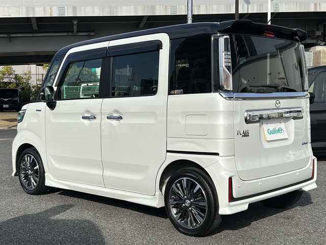 マツダ フレアワゴン カスタムスタイル ハイブリッド XT 東京都 2023(令5)年 4万km パールⅡ 純正メモリナビ　型式CN-RX875/【TV/Bluetooth/DVD/CD/USB/SD】/バックカメラ/アラウンドビューモニター/ETC/両側パワースライドドア/デュアルセンサーブレーキサポート/車線逸脱警報機能/ハイビームアシスト機能/レーダークルーズコントロール/運転席/助手席シートヒーター/ヘッドアップディスプレイ/LEDオートライト/プッシュスタート/スマートキー×2/ステアリングスイッチ/パドルシフト/クリアランスソナー