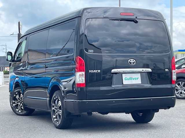 トヨタ ハイエース GL ロング 長崎県 2022(令4)年 1.9万km ブラックマイカ ワンオーナー/カロッツェリア後席モニター/モデリスタエアロ/社外ナビ/（BD/DVD/CD/SD/フルセグ）/バックカメラ/プリクラッシュセーフティシステム/レーンキープアシスト/AC100V/オートライト/純正タイヤ積込/ドライブレコーダー/スマートキー/革調シートカバー/純正フロアマット/クリアランスソナー/新車保証書/取扱説明書