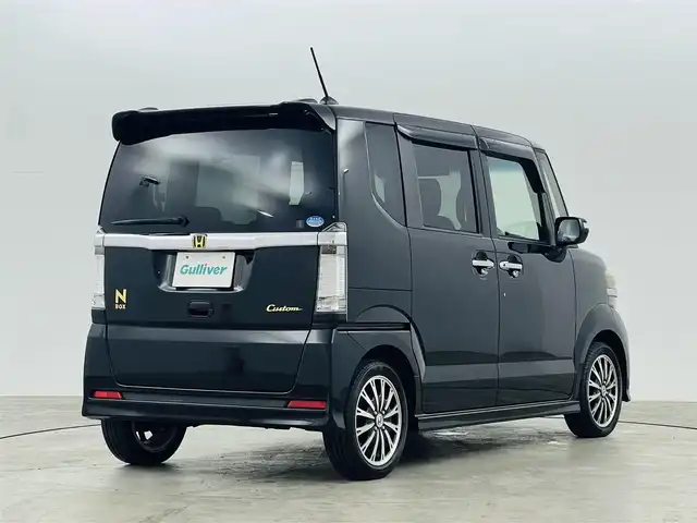 ホンダ Ｎ ＢＯＸ カスタム G ターボパッケージ 福島県 2012(平24)年 13.1万km クリスタルブラックパール 社外ナビ/・型番：MDV-M808HD/・フルセグTV/Bluetooth/CD/DVD/・バックカメラ/・ETC/・ドライブレコーダー/両側パワースライドドア/クルーズコントロール/革巻きステアリング/・ステアリングリモコン/・パドルシフト/プッシュスタート/・スマートキー/HIDヘッドライト/・オートライト/・フォグライト/純正フロアマット/ドアバイザー/取扱説明書/保証書