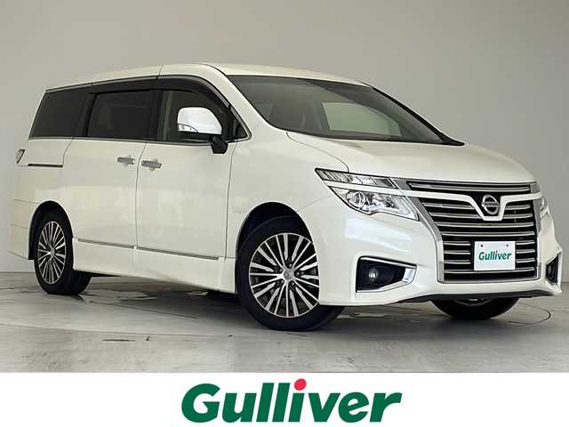日産 エルグランド 250ハイウェイスターS 愛知県 2017(平29)年 4.4万km ブリリアントホワイトパール 純正７型SDナビ（SDなし）/フリップダウンモニター/パワースライドドア/クルーズコントロール/Bluetooth/CD/DVD/バックカメラ/純正アルミホイール/LEDヘッドライト/ドライブレコーダー/ETC/ステアリングスイッチ/スマートキー/プッシュスタート