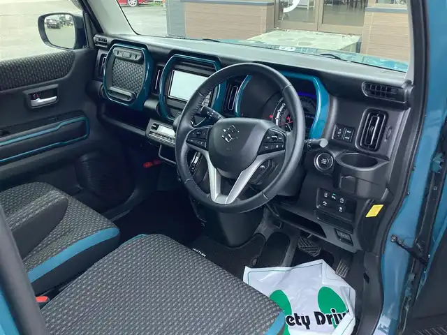 スズキ ハスラー HYBRID X ターボ 宮城県 2021(令3)年 3.6万km デニムブルー ガンメタリック 2トーン SDナビ/アイドリングストップ/パーキングアシスト/ターボ/シートヒーター/360度カメラ/LEDライト/電動格納ミラー/ウィンカーミラー/プライバシーガラス/オートライト/コーナーセンサー/フルセグテレビ/ドラレコ/社外アルミ